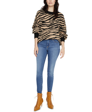 Suéter feminino Sanctuary Wild Kingdom com estampa animal, preto, tamanho grande