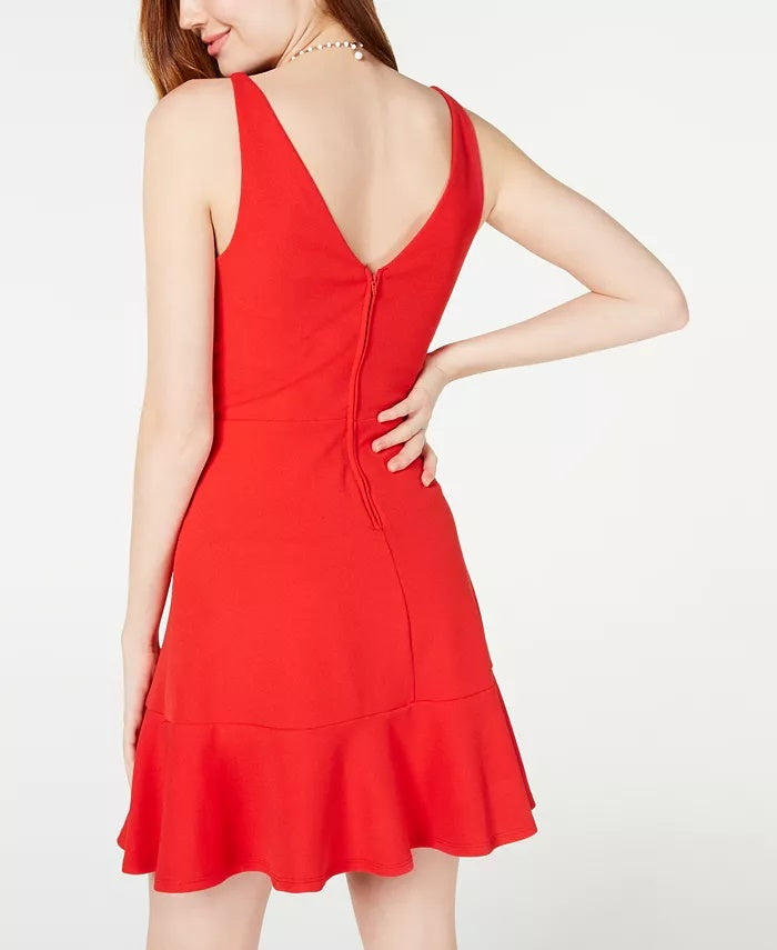 Vestido Skater com Decote em V Speechless Junior's Vermelho Tamanho 13