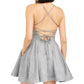 Vestido de renda brilhante Speechless Juniors, tamanho 7, prateado