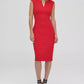 Vestido de compressão com decote entalhado DKNY feminino, vermelho, tamanho 4