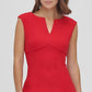 Vestido de compressão com decote entalhado DKNY feminino, vermelho, tamanho 4