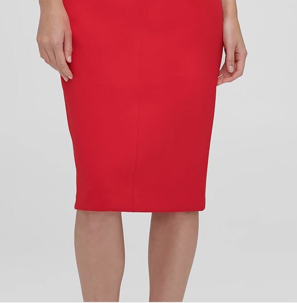 Vestido de compressão com decote entalhado DKNY feminino, vermelho, tamanho 4
