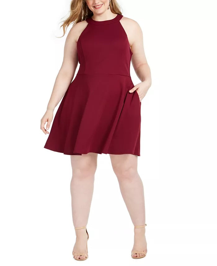 Vestido feminino plus size da moda sem palavras, com laço nas costas, corte A, roxo, tamanho quadrado 18