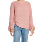 Suéter vintage feminino com mangas bufantes e franzido, à prova de intempéries, rosa, tamanho extra grande