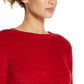 Suéter vintage feminino à prova de intempéries com cílios, vermelho, tamanho extragrande