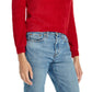 Suéter vintage feminino à prova de intempéries com cílios, vermelho, tamanho extragrande