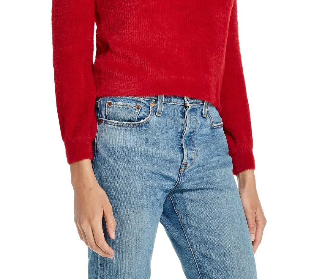 Suéter vintage feminino à prova de intempéries com cílios, vermelho, tamanho extragrande