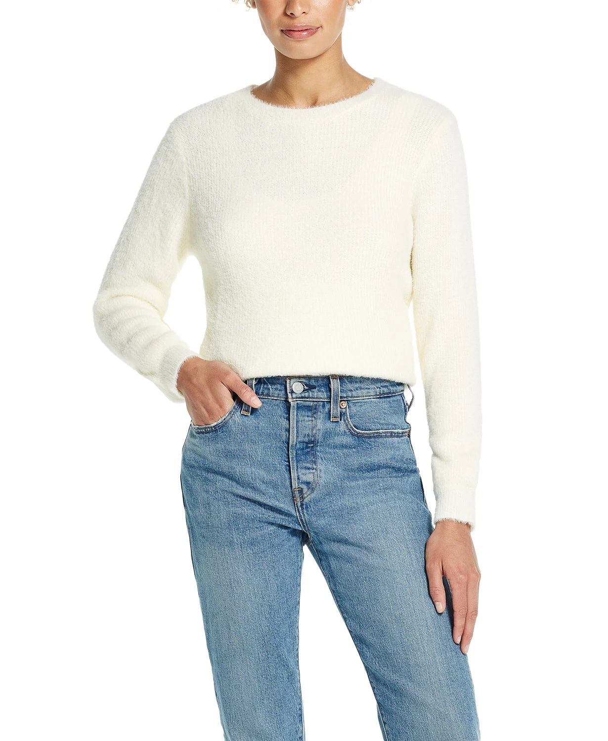 Suéter feminino vintage à prova de intempéries com cílios, branco, tamanho extragrande