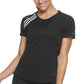 Camiseta de corrida feminina Adidas com 3 listras no ombro, preta, tamanho pequeno