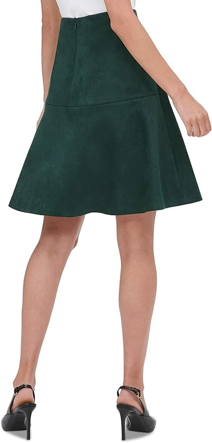 Saia evasê de camurça sintética feminina Tommy Hilfiger, verde, tamanho 16