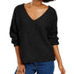 Suéter Hippie Rose Juniors Chenille com decote em V, preto, tamanho pequeno