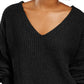 Suéter Hippie Rose Juniors Chenille com decote em V, preto, tamanho pequeno