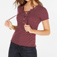 Top de malha canelada com cadarço Hippie Rose Juniors, vermelho escuro, tamanho extra grande