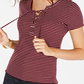 Top de malha canelada com cadarço Hippie Rose Juniors, vermelho escuro, tamanho extra grande