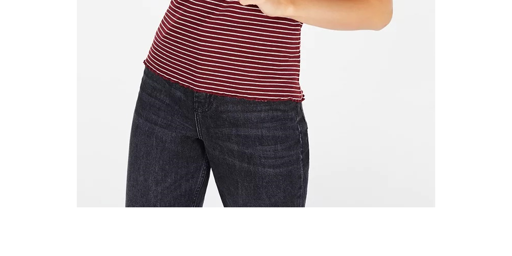 Top de malha canelada com cadarço Hippie Rose Juniors, vermelho escuro, tamanho extra grande