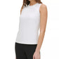 Tommy Hilfiger Blusa sem mangas com decote em V e babados, tamanho P, branca
