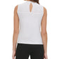Tommy Hilfiger Blusa sem mangas com decote em V e babados, tamanho P, branca