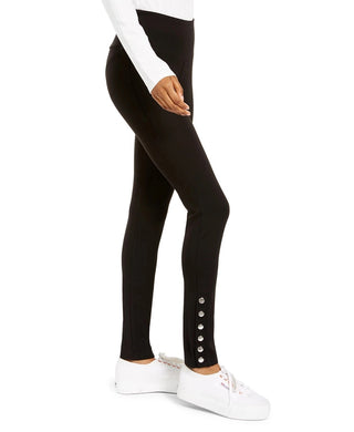 Hippie Rose Junior's Snap-Hem Pull On Ponte Pants Black Size Small