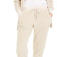 Calça Jogger Plush Hippie Rose Juniors Bege Tamanho Grande