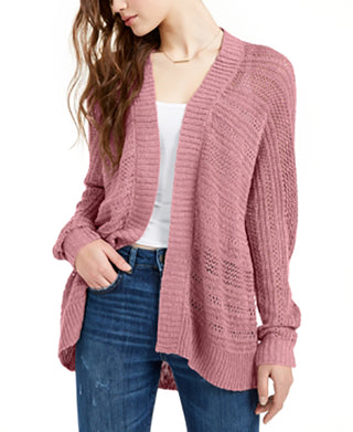 Hippie Rose Juniors' Textured Dolman-Sleeve Cardigan Purple Size Small