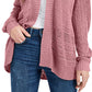 Cardigan Hippie Rose Juniors Texturizado Manga Dolman Roxo Tamanho P