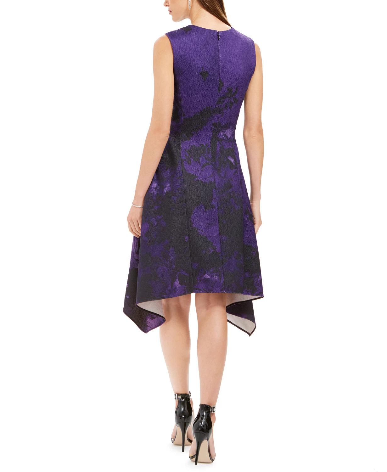 Vestido feminino N Natori com estampa floral abstrata e corte A, roxo, tamanho 16
