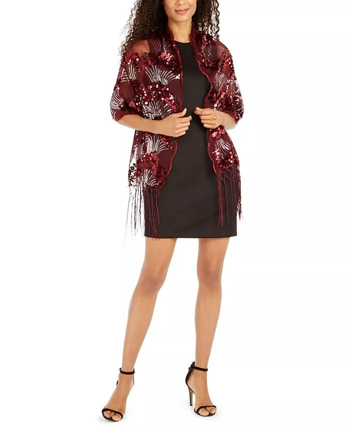INC International Concepts Feminino Art Déco Sequin Wrap Vermelho Tamanho Regular