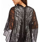 INC International Concepts Topper de malha floral de lurex feminino, preto, tamanho regular
