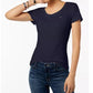 Camiseta feminina Tommy Hilfiger de algodão com decote redondo, tamanho médio, azul-marinho