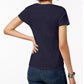 Camiseta feminina Tommy Hilfiger de algodão com decote redondo, tamanho médio, azul-marinho