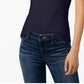 Camiseta feminina Tommy Hilfiger de algodão com decote redondo, tamanho médio, azul-marinho