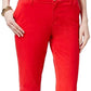 Calça chino reta com punho Tommy Hilfiger feminina, vermelha escura, tamanho 8