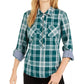 Tommy Hilfiger Top feminino de algodão xadrez popover verde tamanho XS