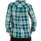 Tommy Hilfiger Top feminino de algodão xadrez popover verde tamanho XS