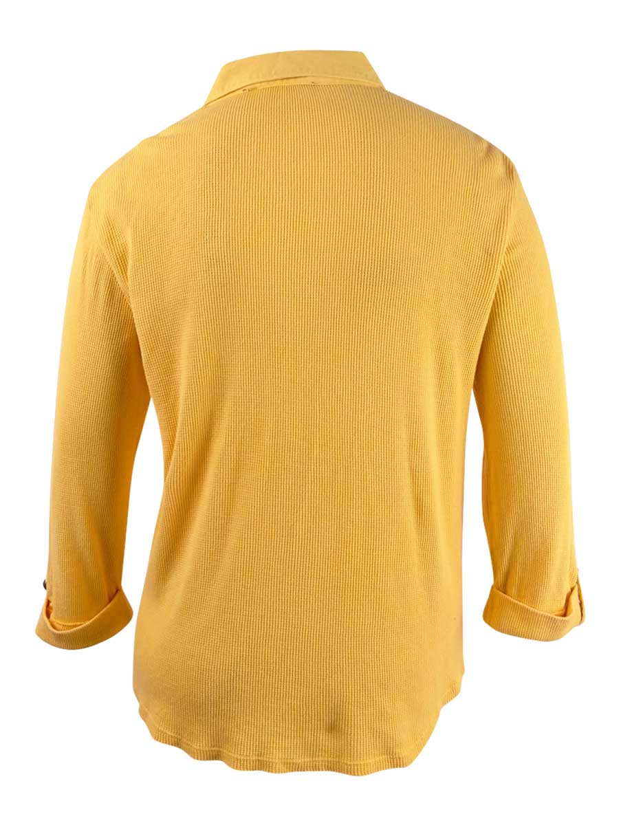 Tommy Hilfiger Blusa Waffle Popover Feminina Amarelo Brilhante Tamanho P