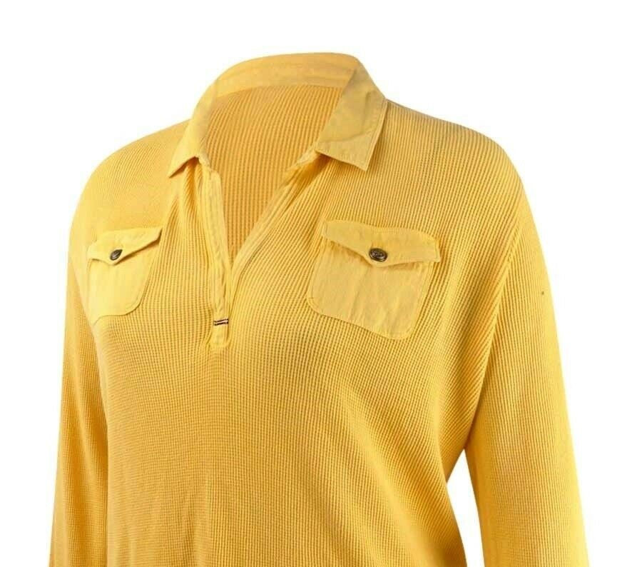 Tommy Hilfiger Blusa Waffle Popover Feminina Amarelo Brilhante Tamanho P