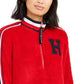 Tommy Hilfiger Moletom Sherpa Listrado Feminino Vermelho Tamanho X-G