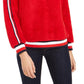 Tommy Hilfiger Moletom Sherpa Listrado Feminino Vermelho Tamanho X-G