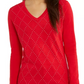 Tommy Hilfiger Suéter Feminino de Algodão Argyle com Tachas, Médio, Vermelho, Tamanho X-S