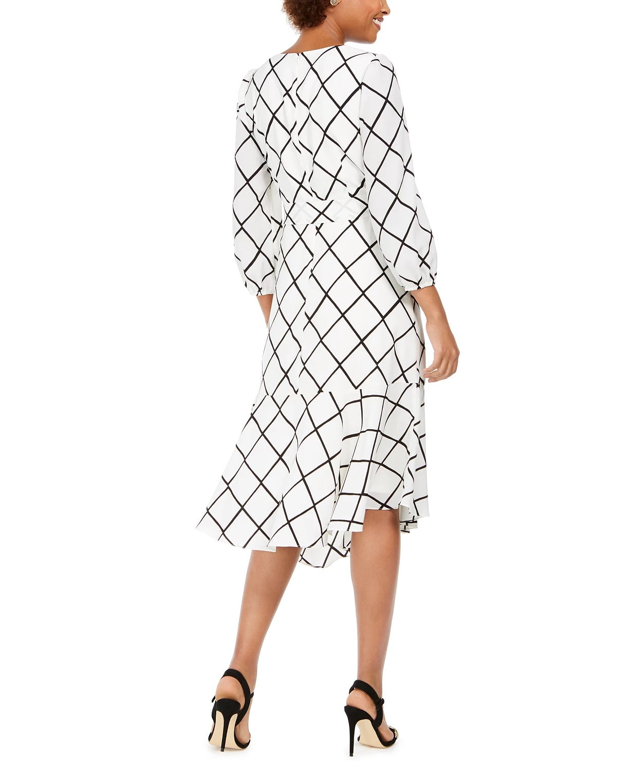 Vestido midi xadrez com babados e bainha, tamanho 14, da Jessica Howard, feminino