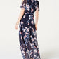 Vestido longo feminino Jessica Howard com estampa floral e efeito envelope, azul, tamanho 14