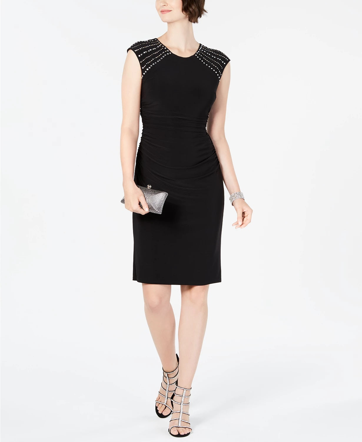 Vestido justo com detalhes embelezados Jessica Howard para mulheres, preto, tamanho 16