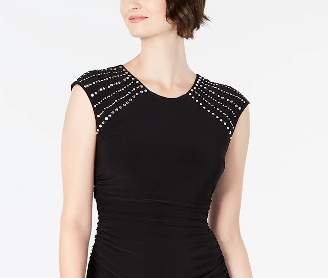 Vestido justo com detalhes embelezados Jessica Howard para mulheres, preto, tamanho 16