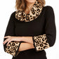 Vestido suéter feminino Jessica Howard com estampa animal e acabamento preto, tamanho extragrande