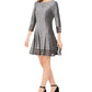 Vestido feminino Jessica Howard com acabamento metálico e ilusão, tamanho 8P, prata