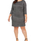 Vestido feminino plus size pied-de-poule com brilho e fenda, tamanho 18W, da Jessica Howard