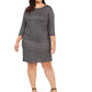 Vestido feminino plus size pied-de-poule com brilho e fenda, tamanho 18W, da Jessica Howard