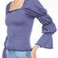 Rewash Junior's Smocked Ruffle Trimmed Top Azul Tamanho Grande