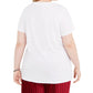 Camiseta feminina moderna Lux com estampa de buldogue francês, tamanho 1X, branca