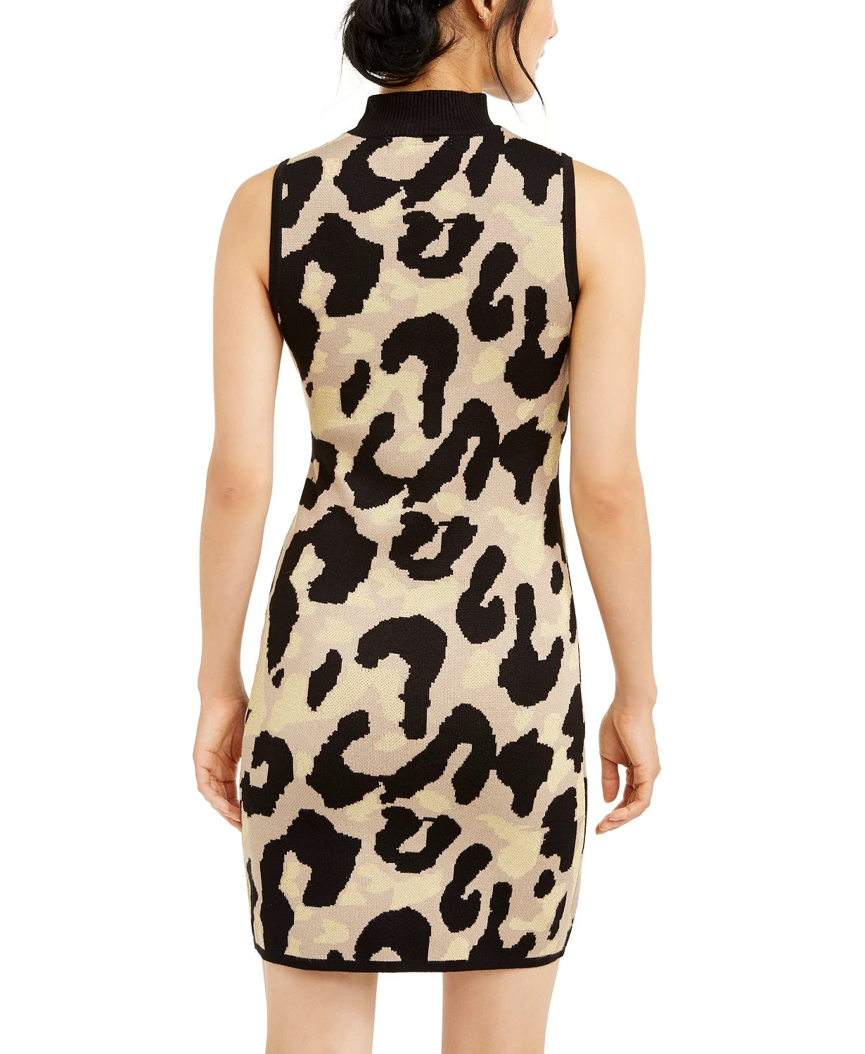 Vestido suéter com estampa de leopardo e glitter Planet Gold Juniors, amarelo, tamanho grande